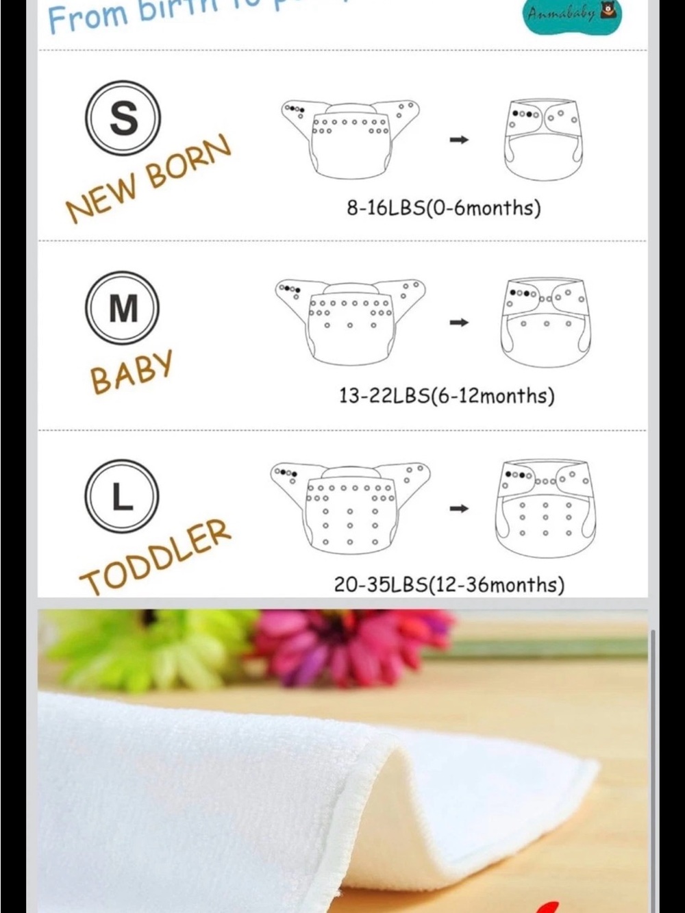 4 Pack Baby Pocket Cloth Diapers Insert Adjustable Washable Reusable One Size - Picture 3 of 7